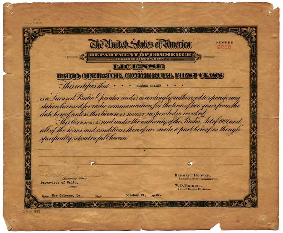 1927 - Radio License