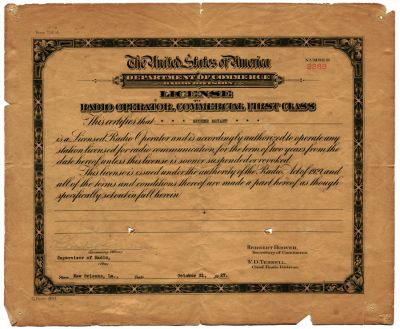 1927 - Radio License